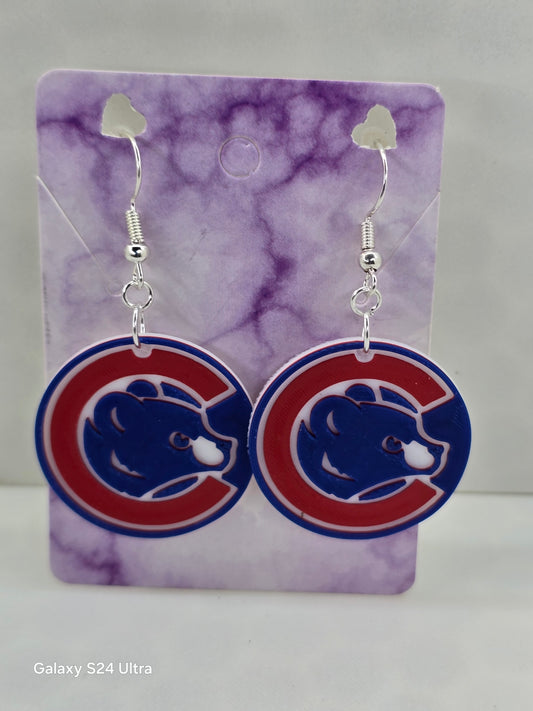 Chicago Cubs Bear C Earrings