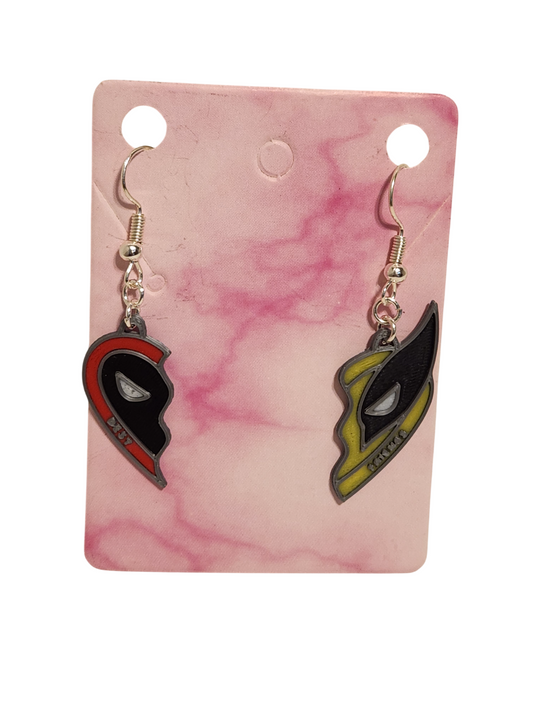 Wolverine Deadpool Earrings 3D Printed