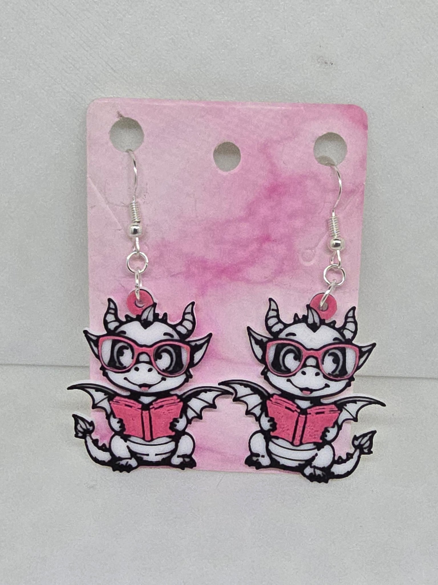 Dragon Child reading book Earrings - Erratically Eccentric Creations