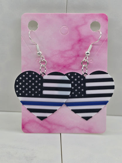 Nurse/Healthcare/First Responder, Police Heart Earrings - 3D Printed Earrings!