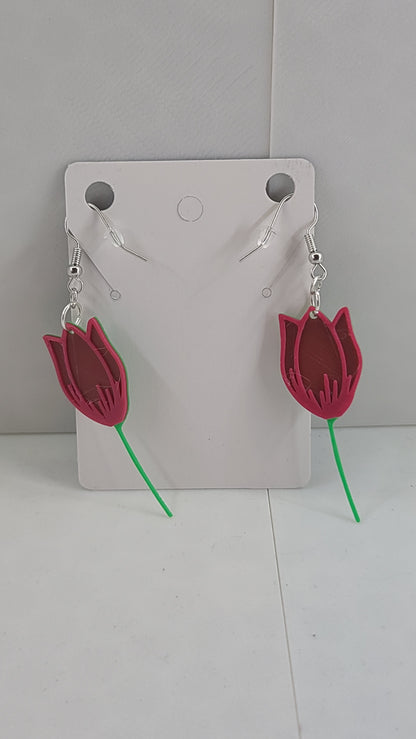 Tulip with Stem - 3D Printed Earrings!