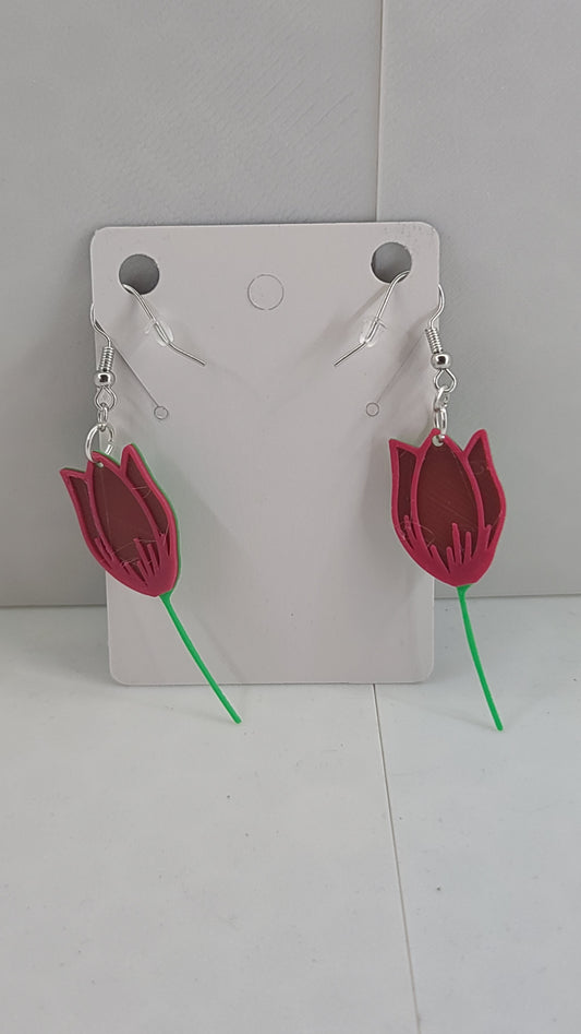 Tulip with Stem - 3D Printed Earrings!