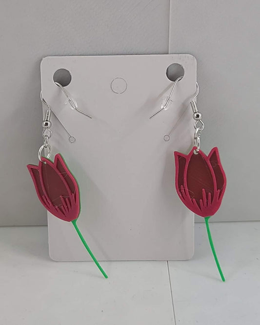 Tulip with Stem - 3D Printed Earrings!
