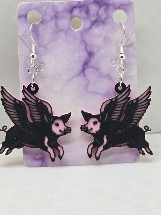 Flying Pig Earrings - Erratically Eccentric Creations