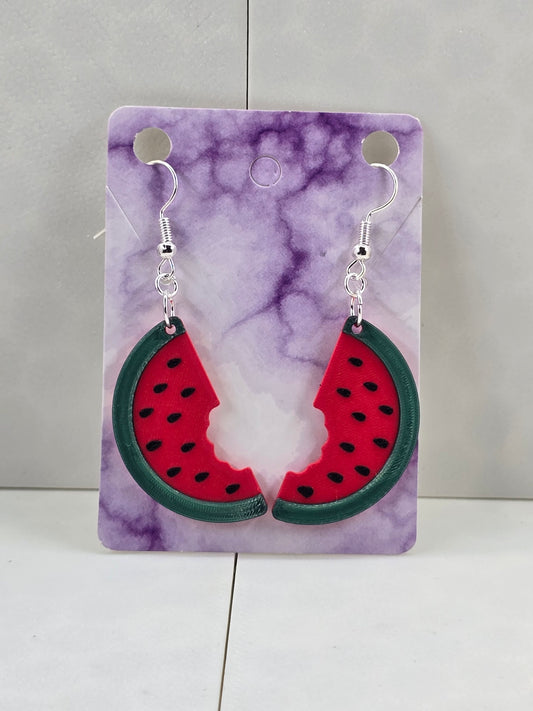 Bitten Watermelon Earrings - 3D Printed Earrings!
