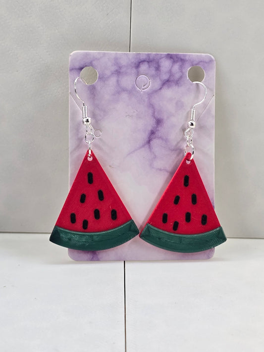 Watermelon Slice Earrings - 3D Printed Earrings!