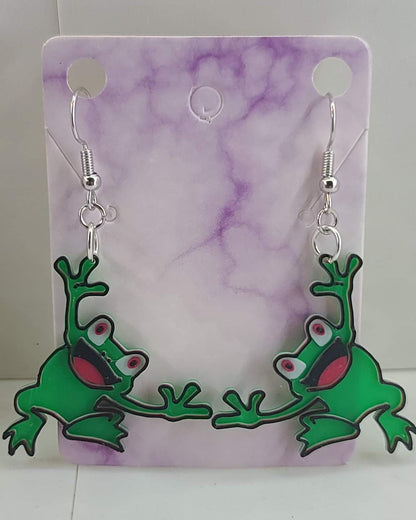 Frog Hanging Earrings - Erratically Eccentric Creations