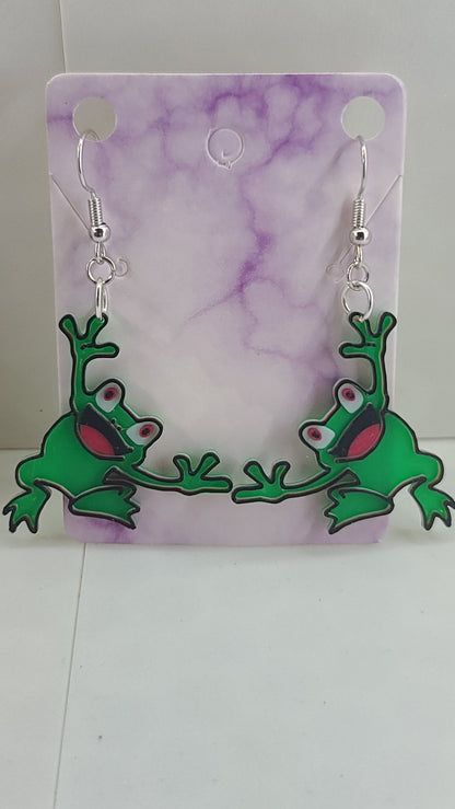 Frog Hanging Earrings - Erratically Eccentric Creations