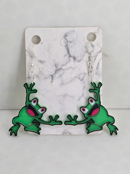 Frog Hanging Earrings - Erratically Eccentric Creations