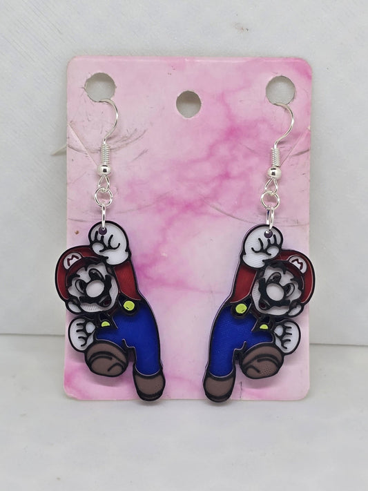 Gamer Mario Body Earrings - Erratically Eccentric Creations
