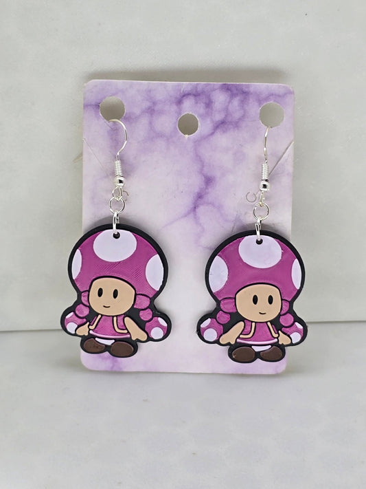 Gamer Toadette Earrings - Erratically Eccentric Creations