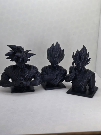 Gogeta, Goku, Vegeta Busts - Each Sold Separately - Erratically Eccentric Creations