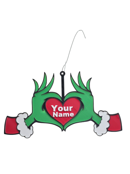 Grinch Heart Ornament (customizable)