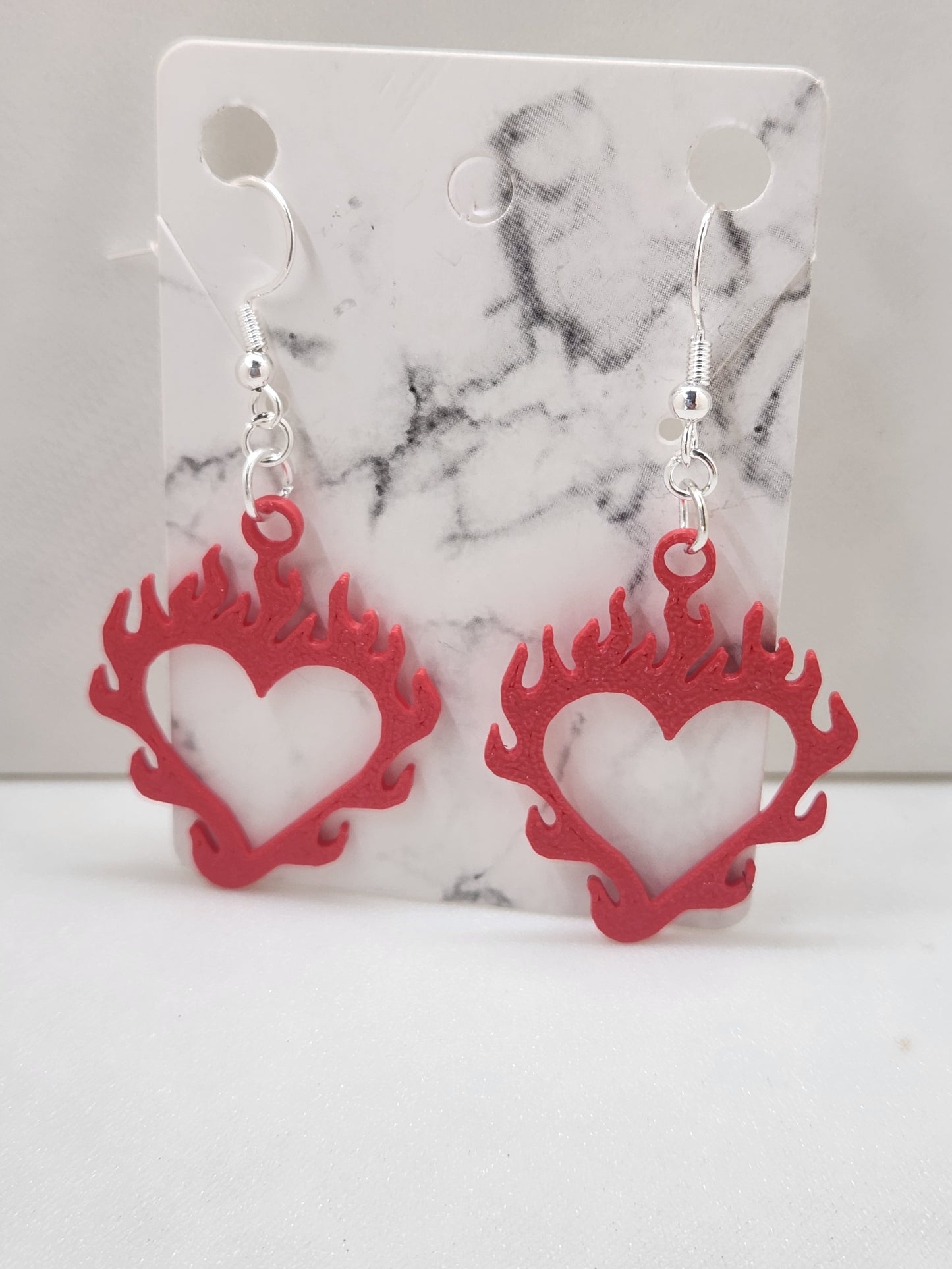 Flaming Heart Hollow Earrings - 3D Printed Earrings!