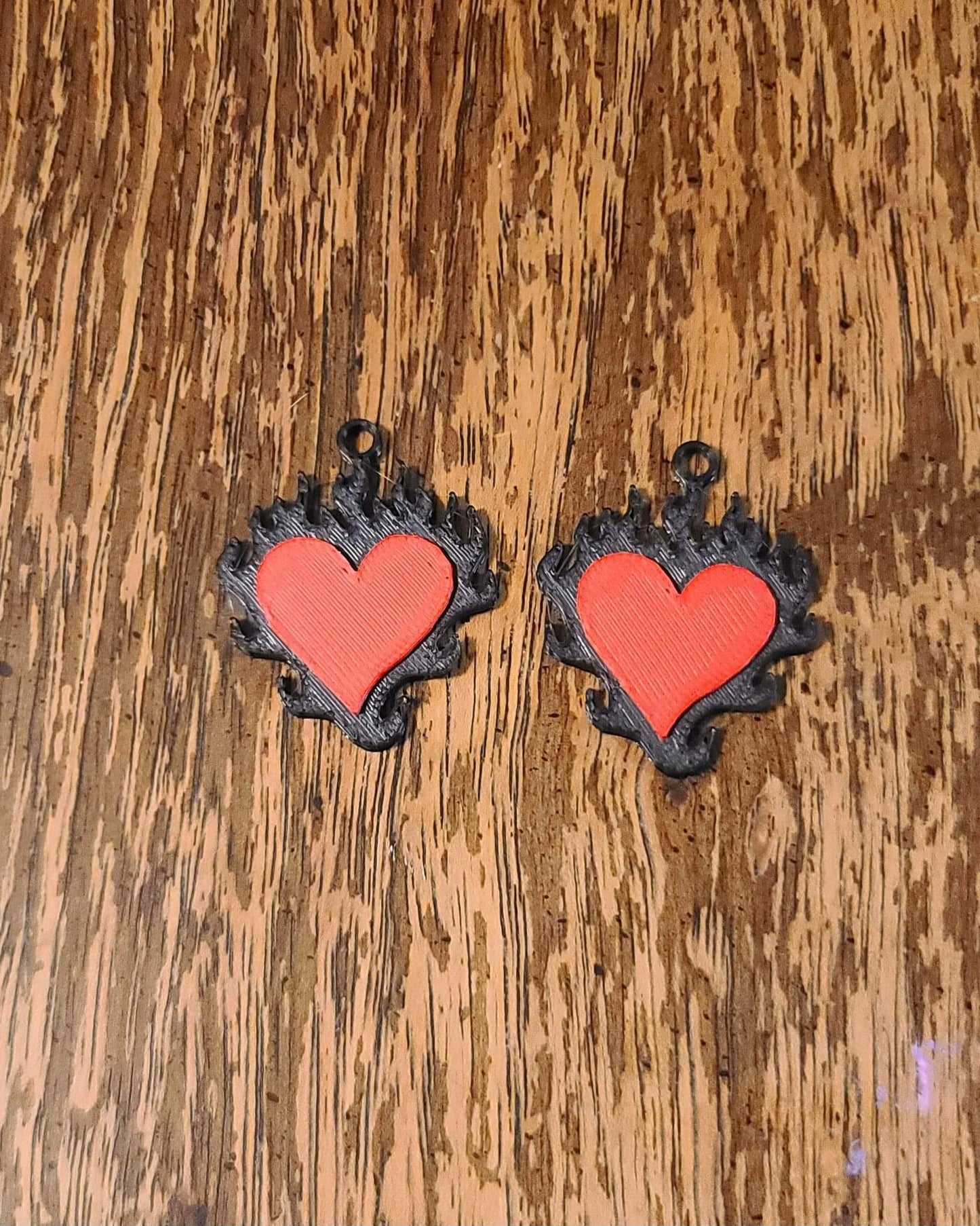 Flaming Heart Solid Earrings - 3D Printed Earrings!