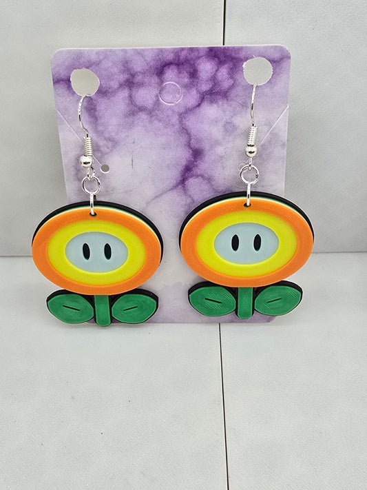 Mario Fire Flower Earrings - 3D Printed