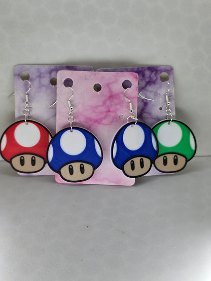 Gamer Mario Mushroom Earrings