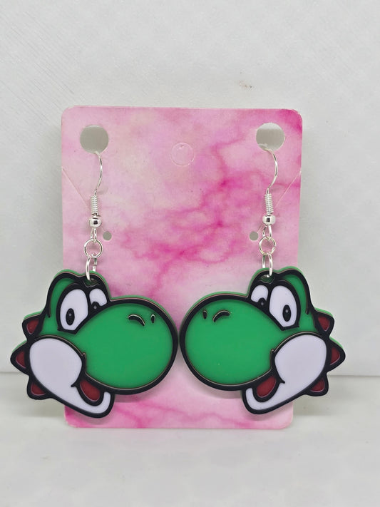 Gamer Yoshi Head Earrings