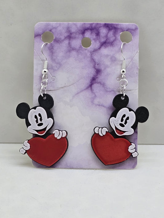Mickey Holding Heart Earrings