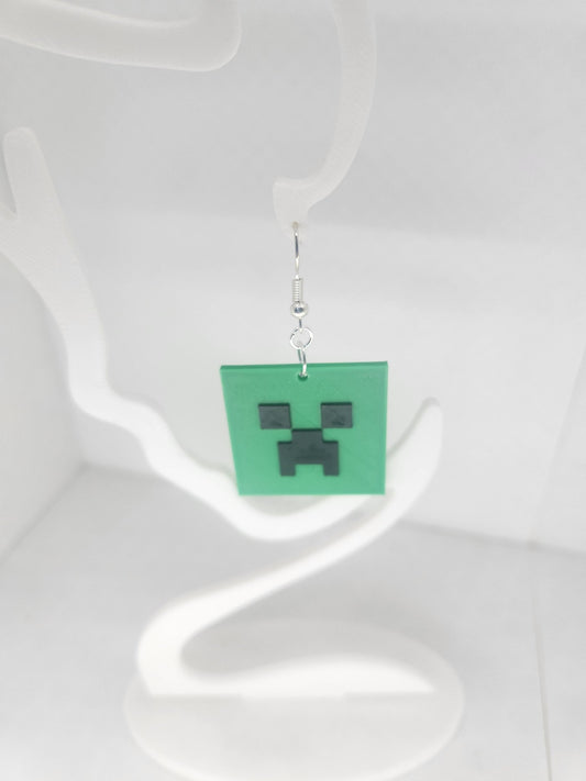 Minecraft Creeper Earrings - 3D Printed