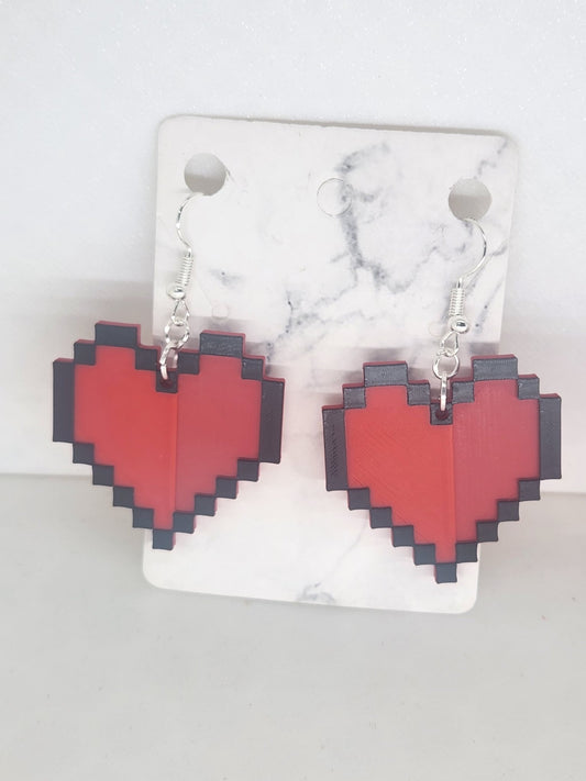 Minecraft half Heart Earrings
