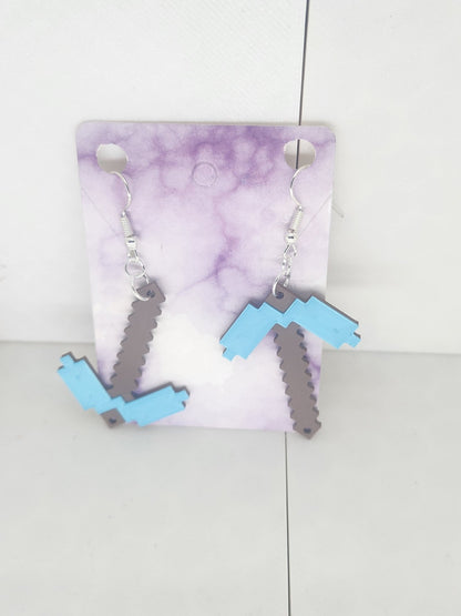 Minecraft Pickaxe Earrings - 3D Printed