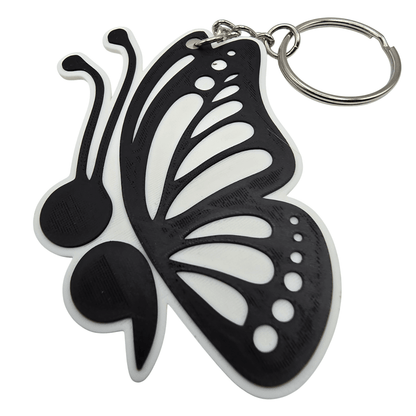 Monarch Side View Semicolon Keychain - Erratically Eccentric Creations