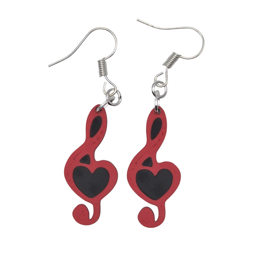 Music Heart Earrings - 3D Printed Earrings