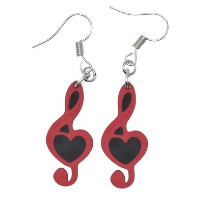 Music Heart Earrings - 3D Printed Earrings