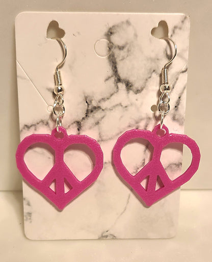 Peace in a Large Heart - 3D Printed Earrings!