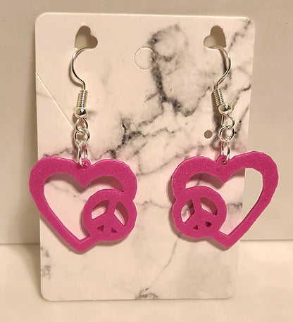 Peace on Heart Earrings - 3D Printed Earrings!