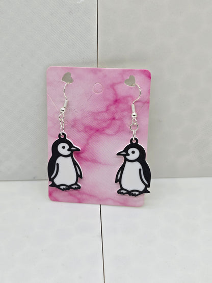 Baby Penguin B&W Earrings - 3D Printed Earrings!