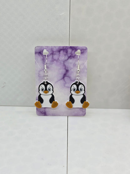 Baby Penguin in Color Earrings - 3D Printed Earrings!