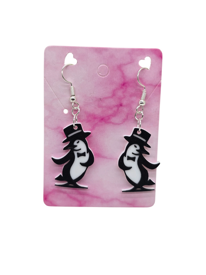 Penguin Logo Top Hat - 3D Printed Earrings!