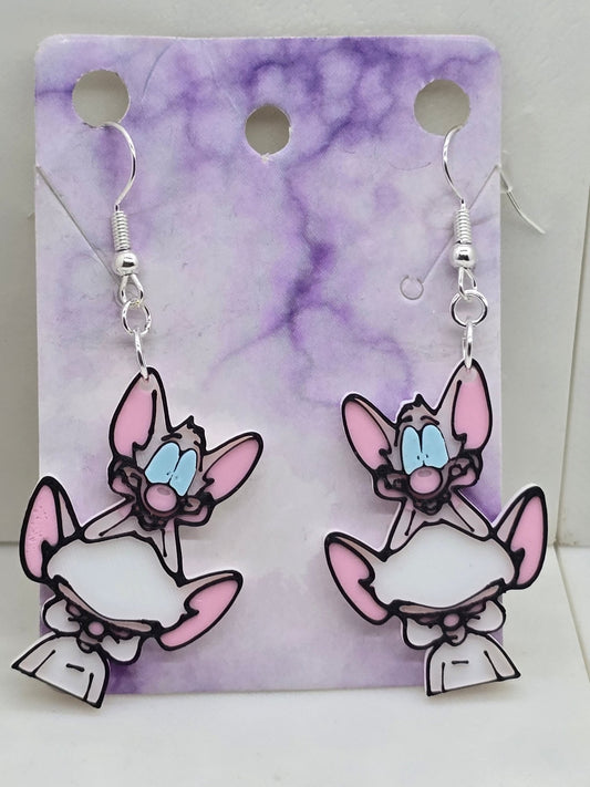 Pinky and the Brain Together Earrings - Erratically Eccentric Creations