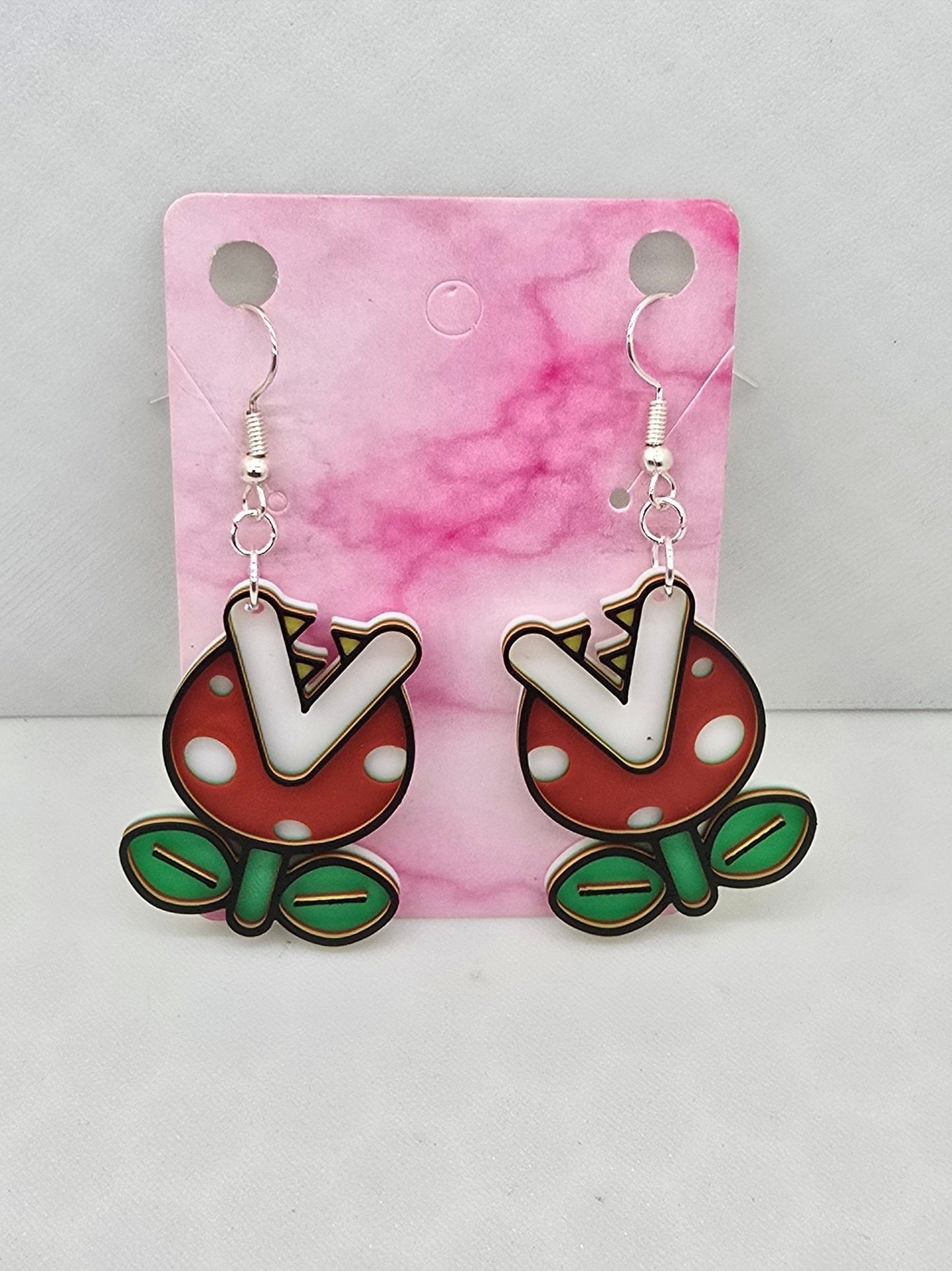 Piranha Flower Earrings 3D Printed