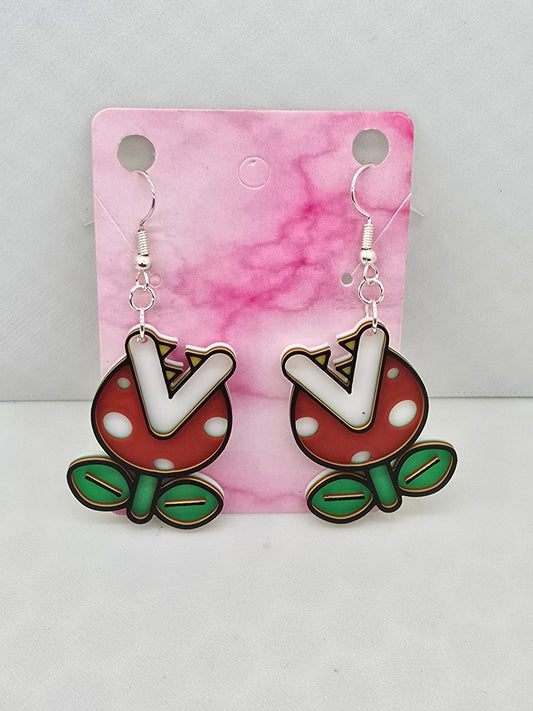 Piranha Flower Earrings 3D Printed