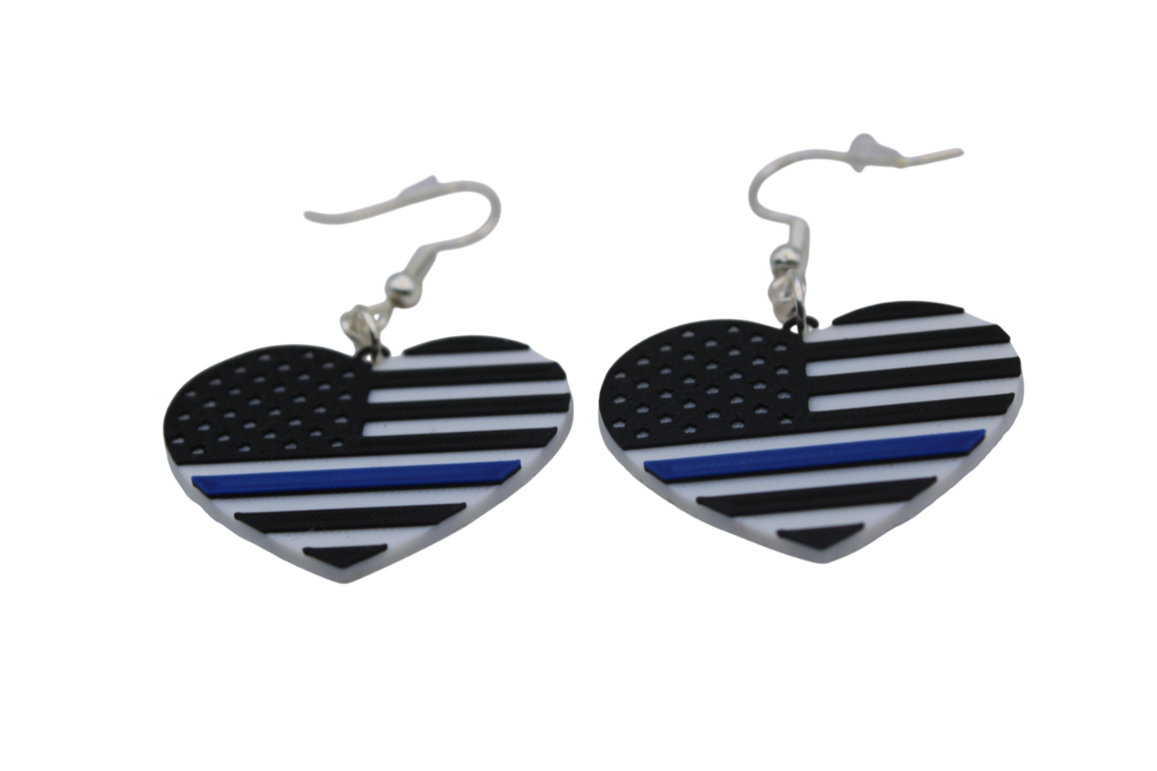 Nurse/Healthcare/First Responder, Police Heart Earrings - 3D Printed Earrings!