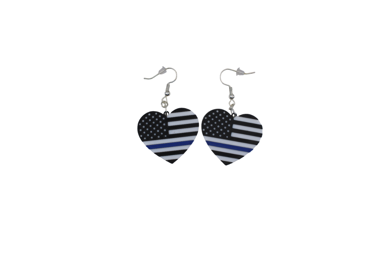 Nurse/Healthcare/First Responder, Police Heart Earrings - 3D Printed Earrings!