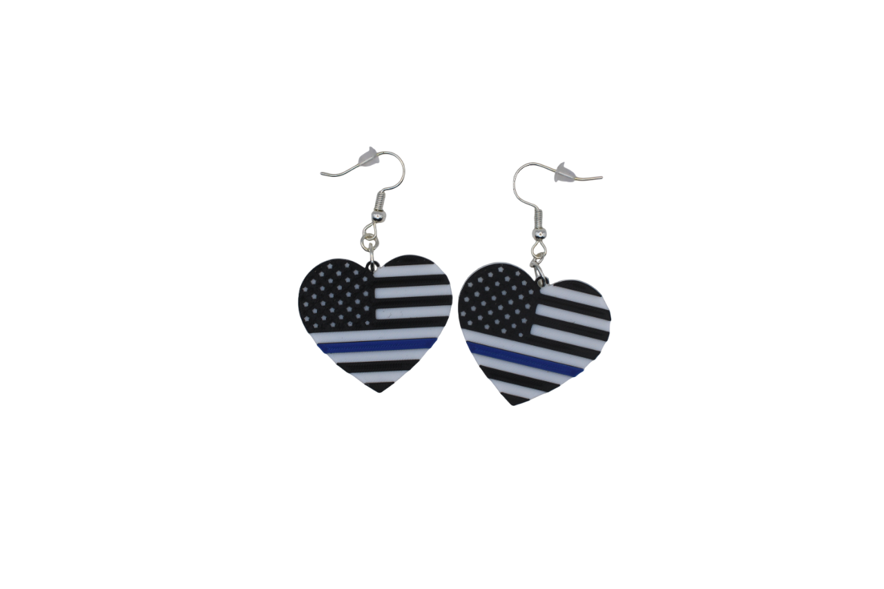 Nurse/Healthcare/First Responder, Police Heart Earrings - 3D Printed Earrings!
