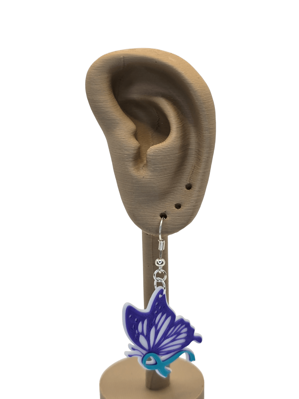 Purple & Teal Monarch Ribbon Awareness Earrings - Erratically Eccentric Creations
