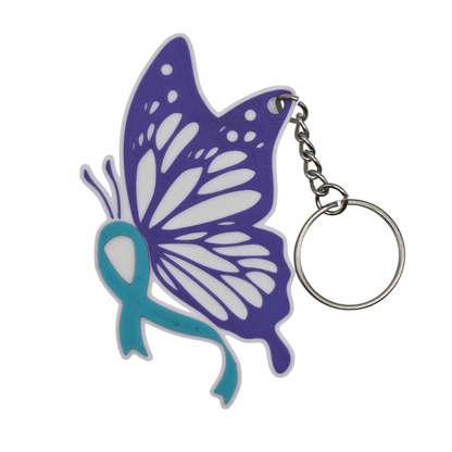Purple & Teal Monarch Ribbon Awareness Keychain - Erratically Eccentric Creations
