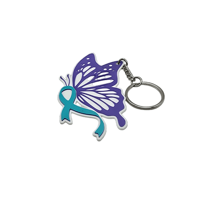 Purple & Teal Monarch Ribbon Awareness Keychain - Erratically Eccentric Creations