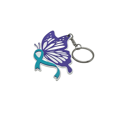 Purple & Teal Monarch Ribbon Awareness Keychain - Erratically Eccentric Creations