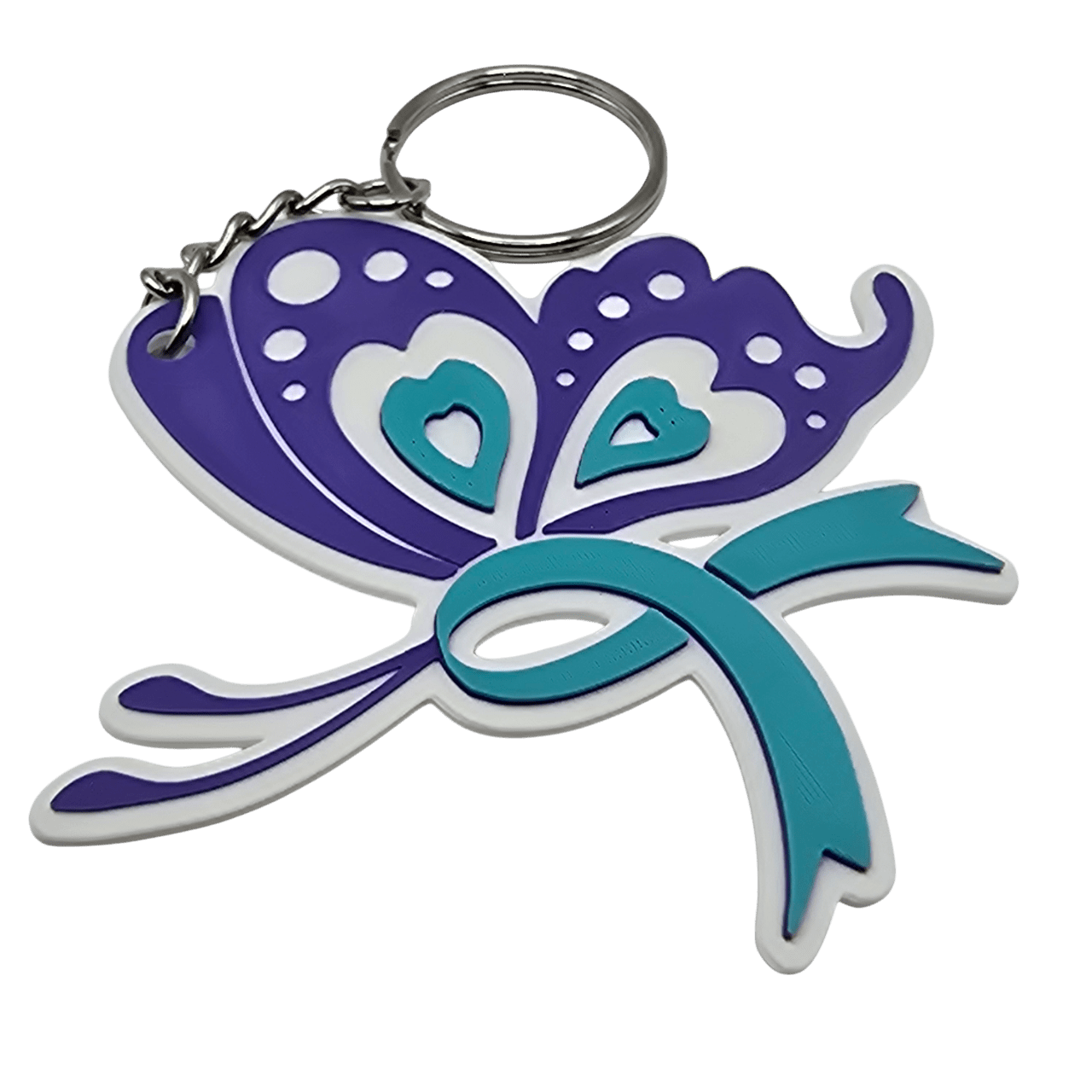 Purple & Teal Pretty Butterfly Ribbon Keychain - Erratically Eccentric Creations