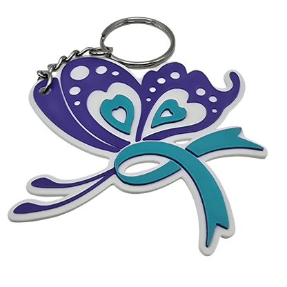Purple & Teal Pretty Butterfly Ribbon Keychain - Erratically Eccentric Creations