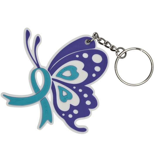 Purple & Teal Pretty Butterfly Ribbon Keychain - Erratically Eccentric Creations