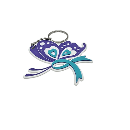 Purple & Teal Pretty Butterfly Ribbon Keychain - Erratically Eccentric Creations