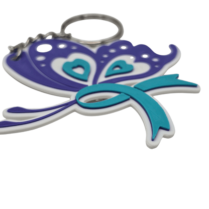 Purple & Teal Pretty Butterfly Ribbon Keychain - Erratically Eccentric Creations
