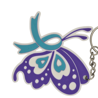 Purple & Teal Pretty Butterfly Ribbon Keychain - Erratically Eccentric Creations